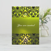 Invitation DAMASK GEMME MONOGRAMME jaune (Debout devant)