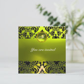 Invitation DAMASK GEMME MONOGRAMME jaune (Debout devant)