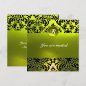 Invitation DAMASK GEMME MONOGRAMME jaune (Devant / Derrière)