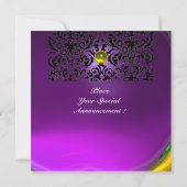 Invitation DAMASK GEMME MONOGRAMME  jaune violet (Dos)