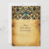 Invitation DAMASK GEMME MONOGRAMME parchemin bleu (Dos)