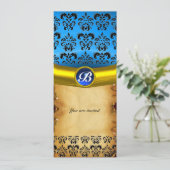 Invitation DAMASK GEMME MONOGRAMME, parchemin marron (Debout devant)