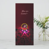 Invitation DAMASK GEMME MONOGRAMME rouge burgundy (Debout devant)