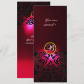 Invitation DAMASK GEMME MONOGRAMME rouge burgundy (Devant / Derrière)