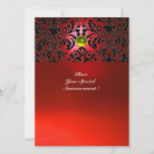 Invitation DAMASK GEMME MONOGRAMME rouge jaune (Dos)
