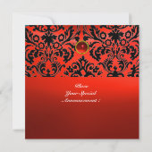 Invitation DAMASK GEMME MONOGRAMME rubis rouge or (Dos)