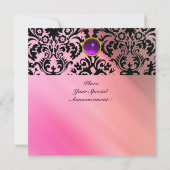 Invitation DAMASK GEMME MONOGRAMME soie pourpre jaune (Dos)