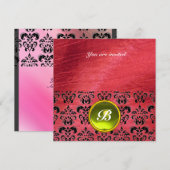 Invitation DAMASK GEMME MONOGRAMME soie violette (Devant / Derrière)