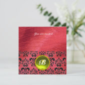 Invitation DAMASK GEMME MONOGRAMME soie violette (Debout devant)