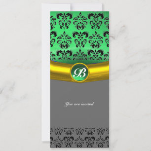 Invitation DAMASK GEMME MONOGRAMME vert