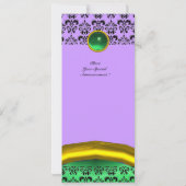 Invitation DAMASK GEMME MONOGRAMME vert, violet, rose (Dos)