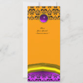 Invitation DAMASK GEMME MONOGRAMME violet pourpre, jaune (Dos)