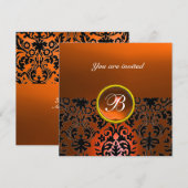 Invitation DAMASK GEMME PIERRE MONOGRAMME agate orange,jaune (Devant / Derrière)