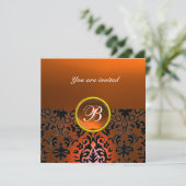 Invitation DAMASK GEMME PIERRE MONOGRAMME agate orange,jaune (Debout devant)