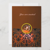 Invitation DAMASK GEMME PIERRE MONOGRAMME agate orange,jaune (Devant)