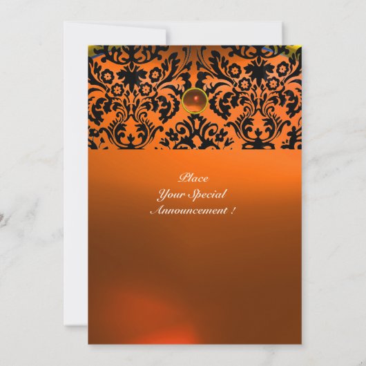 Invitation DAMASK GEMME PIERRE MONOGRAMME agate orange,jaune (Dos)