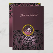 Invitation DAMASK GEMME PIERRE MONOGRAMME améthyste pourpre f (Devant / Derrière)