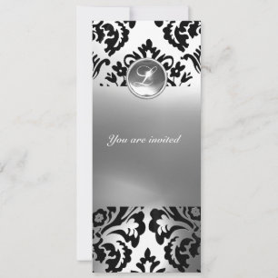 Invitation DAMASK GEMME PIERRE MONOGRAMME blanc