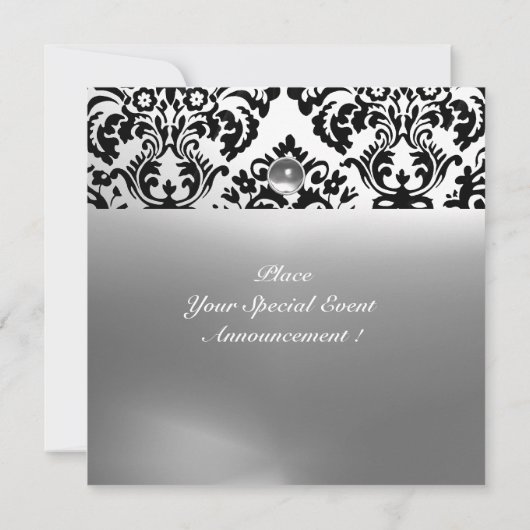 Invitation DAMASK GEMME PIERRE MONOGRAMME blanc (Dos)