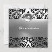 Invitation DAMASK GEMME PIERRE MONOGRAMME blanc (Devant)