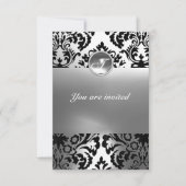 Invitation DAMASK GEMME PIERRE MONOGRAMME blanc (Devant)