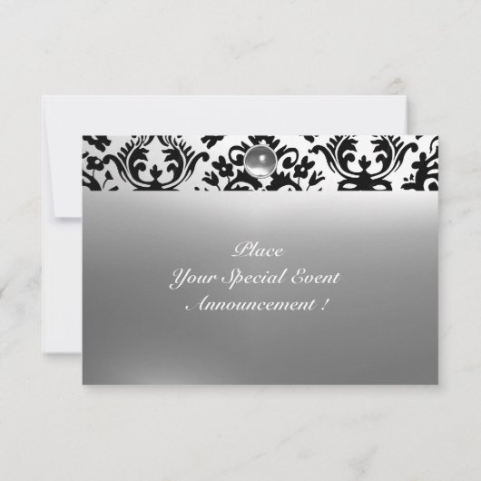 Invitation DAMASK GEMME PIERRE MONOGRAMME blanc (Dos)