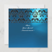 Invitation DAMASK GEMME PIERRE MONOGRAMME bleu noir jaune bla (Dos)