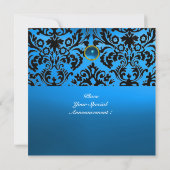 Invitation DAMASK GEMME PIERRE MONOGRAMME bleu saphir (Dos)
