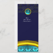 Invitation DAMASK GEMME PIERRE MONOGRAMME ,bleu turquoise (Dos)