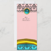 Invitation DAMASK GEMME PIERRE MONOGRAMME ,bleu turquoise (Dos)