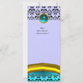 Invitation DAMASK GEMME PIERRE MONOGRAMME ,bleu turquoise (Dos)