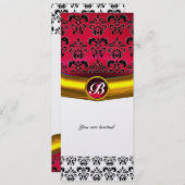 Invitation DAMASK GEMME PIERRE MONOGRAMME glace rouge bourgog (Devant / Derrière)