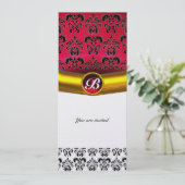 Invitation DAMASK GEMME PIERRE MONOGRAMME glace rouge bourgog (Debout devant)