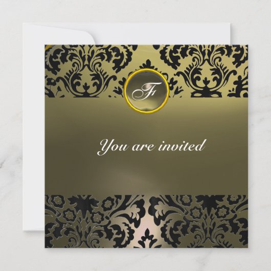 Invitation DAMASK GEMME PIERRE MONOGRAMME gris (Devant)