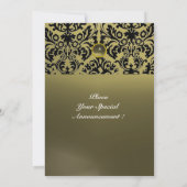 Invitation DAMASK GEMME PIERRE MONOGRAMME gris (Dos)