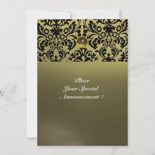 Invitation DAMASK GEMME PIERRE MONOGRAMME gris (Dos)