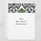 Invitation DAMASK GEMME PIERRE MONOGRAMME jade vert blanc (Dos)