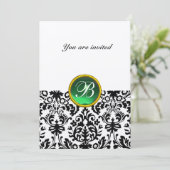 Invitation DAMASK GEMME PIERRE MONOGRAMME jade vert or (Debout devant)