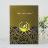 Invitation DAMASK GEMME PIERRE MONOGRAMME jaune (Debout devant)