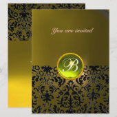 Invitation DAMASK GEMME PIERRE MONOGRAMME jaune (Devant / Derrière)