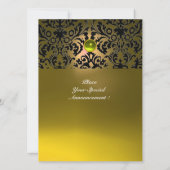 Invitation DAMASK GEMME PIERRE MONOGRAMME jaune (Dos)