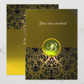 Invitation DAMASK GEMME PIERRE MONOGRAMME jaune (Devant / Derrière)