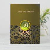 Invitation DAMASK GEMME PIERRE MONOGRAMME jaune (Debout devant)