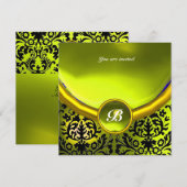 Invitation DAMASK GEMME PIERRE MONOGRAMME jaune (Devant / Derrière)