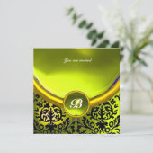 Invitation DAMASK GEMME PIERRE MONOGRAMME jaune (Debout devant)