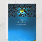 Invitation DAMASK GEMME PIERRE MONOGRAMME jaune bleu (Dos)