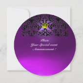 Invitation DAMASK GEMME PIERRE MONOGRAMME jaune violet (Dos)