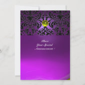 Invitation DAMASK GEMME PIERRE MONOGRAMME jaune violet (Dos)