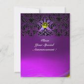 Invitation DAMASK GEMME PIERRE MONOGRAMME jaune violet (Dos)