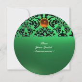 Invitation DAMASK GEMME PIERRE MONOGRAMME orange vert (Dos)